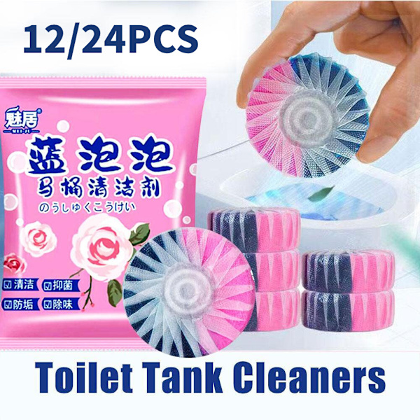 12/24 Cistern Blå Bubbelblock Toalett Skål Fräschare Rengöringsblock Tablett T8O1 pink PackagingA 1PC 24pcs