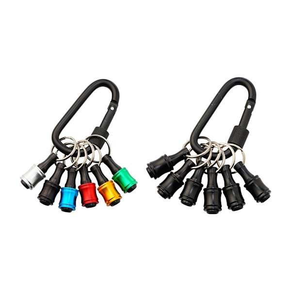 6 st 1/4\" Hexskaft Snabbkoppling Nyckelring Skruvmejselborr Color+Black one