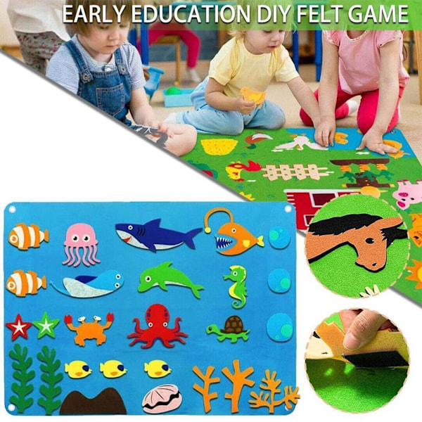 DIY Filtbräda Zoo Undervattensvärld Leksaker Barn Set Lekbräda O0L8 D1B1 zoo 105*75cm