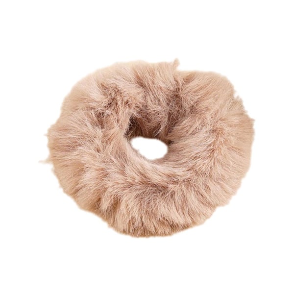 Mjuk och fluffig hårscrunchies, plyschimitation pälshårstofs black one-size