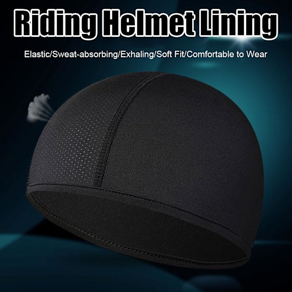 1 st Andningsbar Sport Snabbtorkande Skull Cap Hatt Ridfoder Inner USD H0V3 black onesize