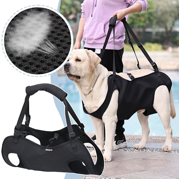 Bekväm hundsele för hundbensstöd Lyfthjälp för skadade äldre D Q8J4 BlackD XL