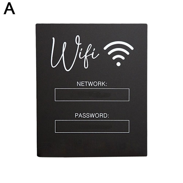 WiFi-lösenordsskylt, akryl bords-WiFi-skylt för hemmet, griffeltavla S black one-size