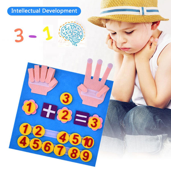 MLEHN Filttavla Finger Numbers Counting Toy, Handgjord Filt Fing blue 1set