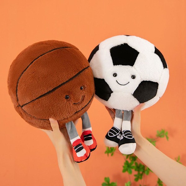 Björnformad Basketboll Leksak i Bomull Plysch Fotboll Leksak Kreativ black 8 25cm