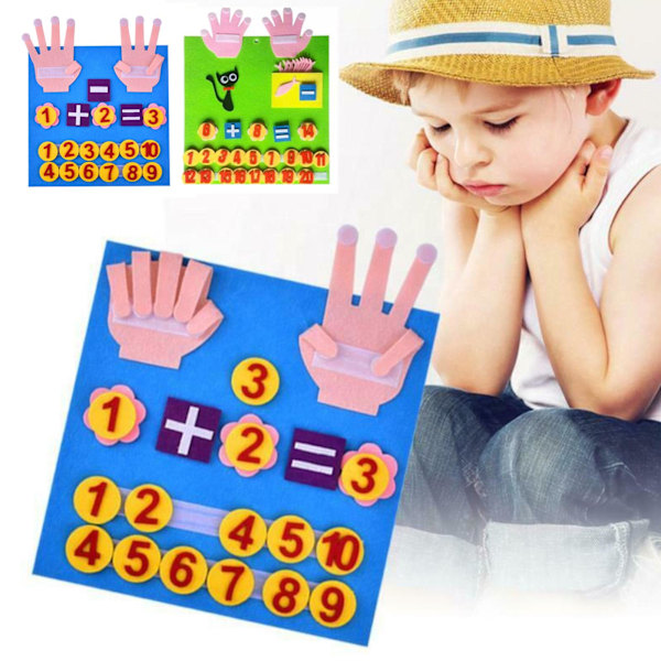 MLEHN Filttavla Finger Numbers Counting Toy, Handgjord Filt Fing blue 1set