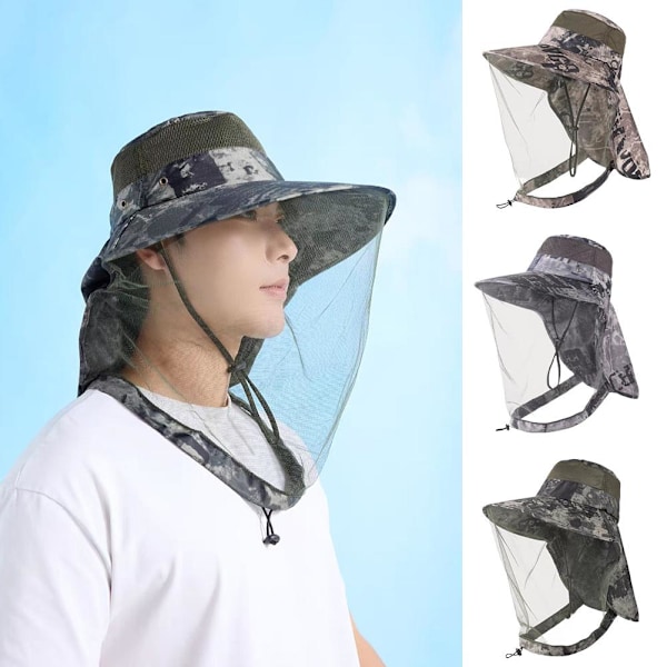 Stor solhatt med bred brätte för män, sommarfiskehatt, vandring U6O4 UV-fiske P3X8 Army Green 1pcs