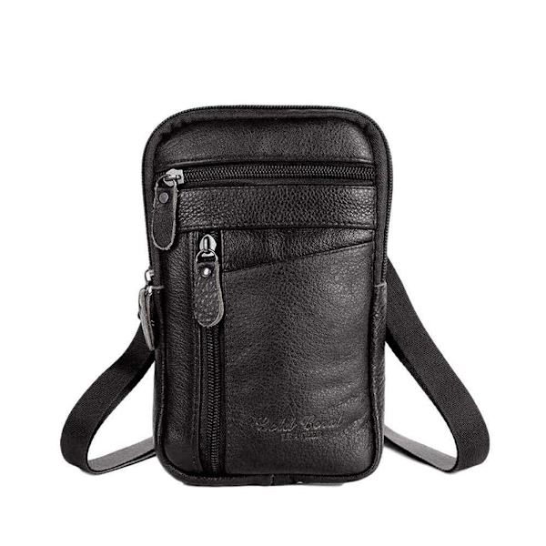 1 st Multifunktionell Casual Herr Läder Telefonfodral Bälte Stöldskydd Mode Midja Axel PU Väska Pack Crossbody Dragkedja Plånbok brown One-size