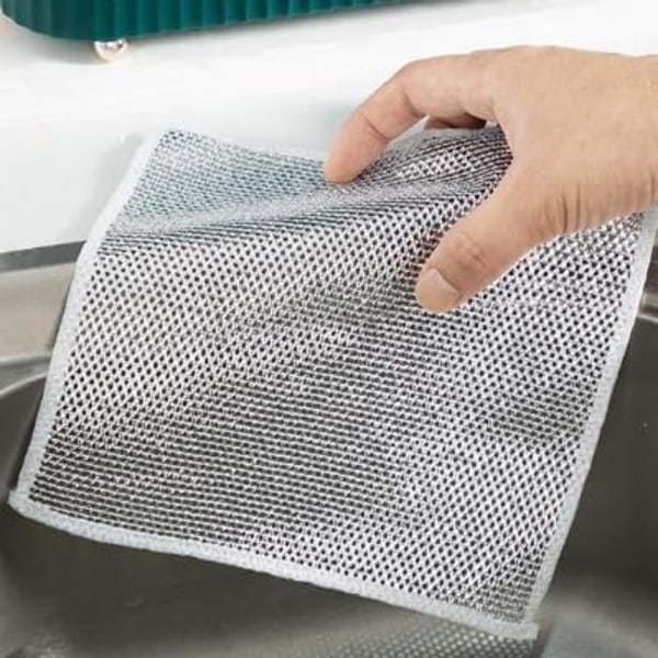 Diskhandskar med silvertråd Hushållsduk Rengöring Kök Diska Skål { W7V8 Double layer 20*20cm