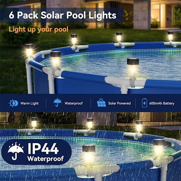 1/6x LED Solarslinga Fairy Lights Repsa För Utomhus Trädgård Pool D7Y4 1cp Warm light