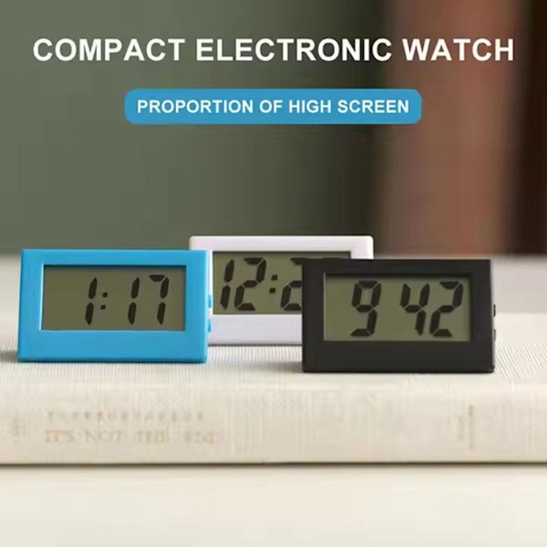 LCD Liten Batteridriven Digital Klocka Med Knappbord För Kontor HET White 1pcs