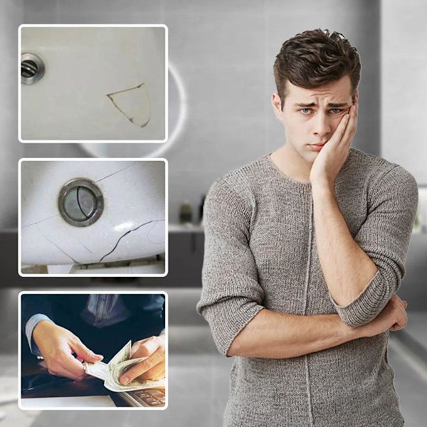 LZYWOD Keramisk Kakelreparationssats, Keramisk Kakelreparationsmedel Marmorgolv Och Badrumsgrop Reparation Reparation Reparation Glasyr Pa Spricka F 50ML