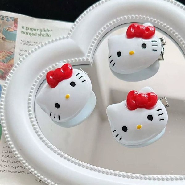 2 st Sanrio Hårnål Japansk Söt Katt Hårnål Hårklämma Tillbehör Rosett Mångsidig M0H7 Red One size 2pcs