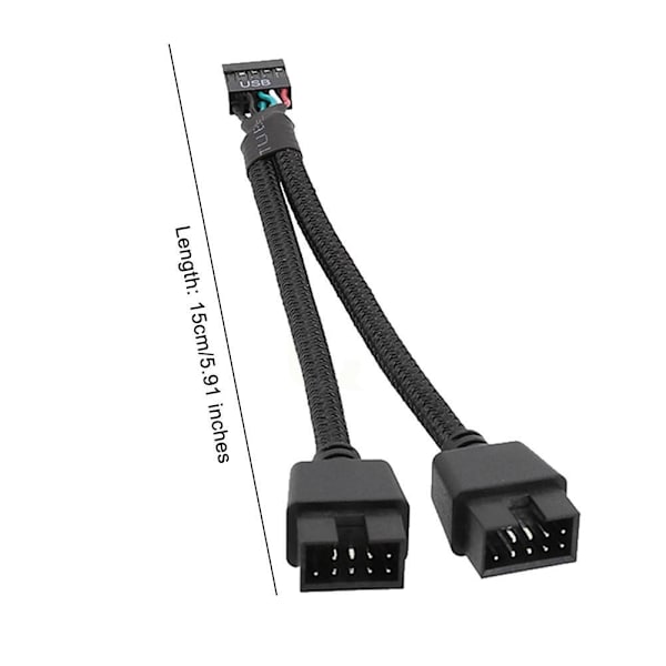 Moderkort Förlängningskabel 9Pin USB 1 Hona till 2 Hane *> CORD- Y ( O3A8