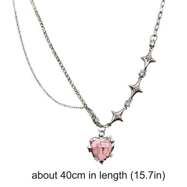 YISHI kvinnor rosa hjärta Crystal hänge halsband Sweet Star Stitc d919 |  Fyndiq