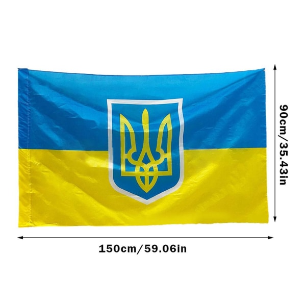 3x5FT Flagga Ukraina Ukrainska Prapor Ukrainska Fänrik PringCor 2023 yellowA National emblem