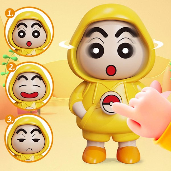Crayon Shin-chan Ansiktsbytande Docka Nyckelring Leksak Pressleksak Dekompression Uttryck A2Z0 Yellow One size