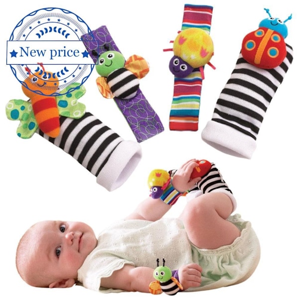 Baby Skallror Leksaker Bitringar Tidig Utveckling Lärleksak Nyfödd Leksak Baby Pojke Flicka V9r8 multicolorB 4pcs