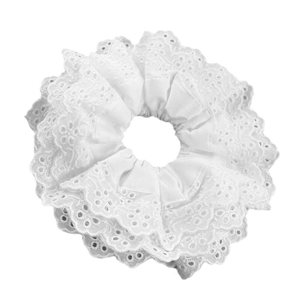 Ins Lolita Spets Scrunchies Blomma Temperament Hårband Stor La whiteA One-size