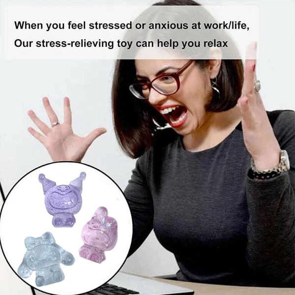 Söt Sanrio Kuromi Squishy Leksak TPR Dekompression Stresslindring Mjuk Klämleksak Nyhet Fidget Leksak pink one-size