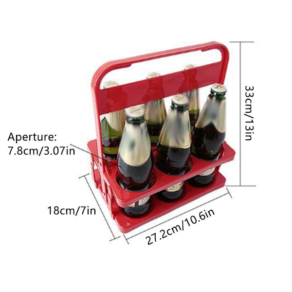 Hopfällbar ölram Bärbar dryckeshållare Party Picknickar Handtag Ölhylla. red 1pcs