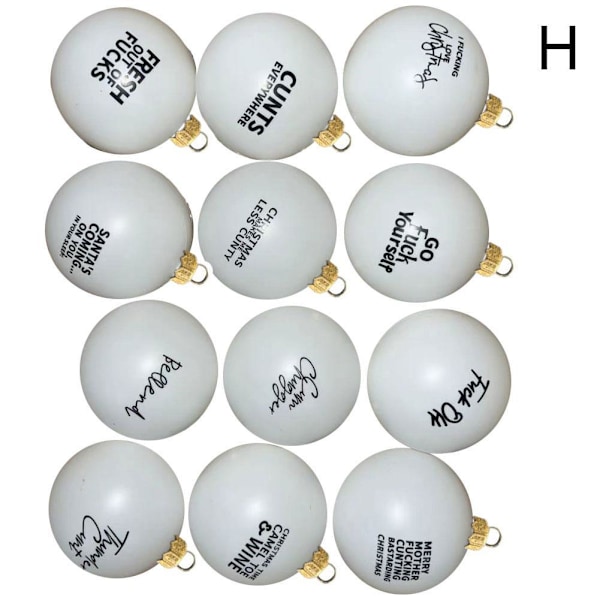 Svordomsfull Julgranskule-Bundle - 12x Roliga Julgransprydnader, Julgranskulor R1U2 white 1set