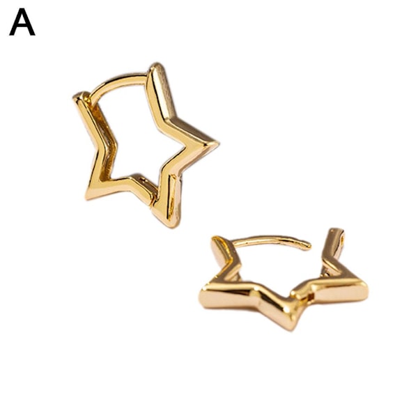 Silver / Guld Färgpläterade Djärva Stjärnörhängen GXaud W9C7 För Kvinnor M5G6 Silver One size