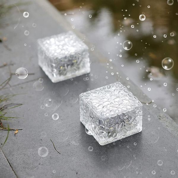 6-pack solcellslampor i glas - Kallt vitt ljus - På/av-ljus sensor - Vattentät - Markstrålkastare för utomhusbruk, trädgård, gångväg, 7x7x5cm