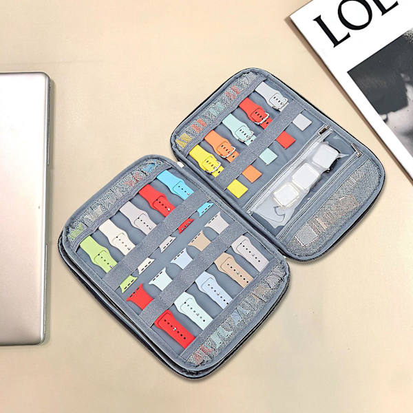 Hopeup förvaringsväska Multifunktionell Bärbar Organizer Watch case för resor Grå Single Tier