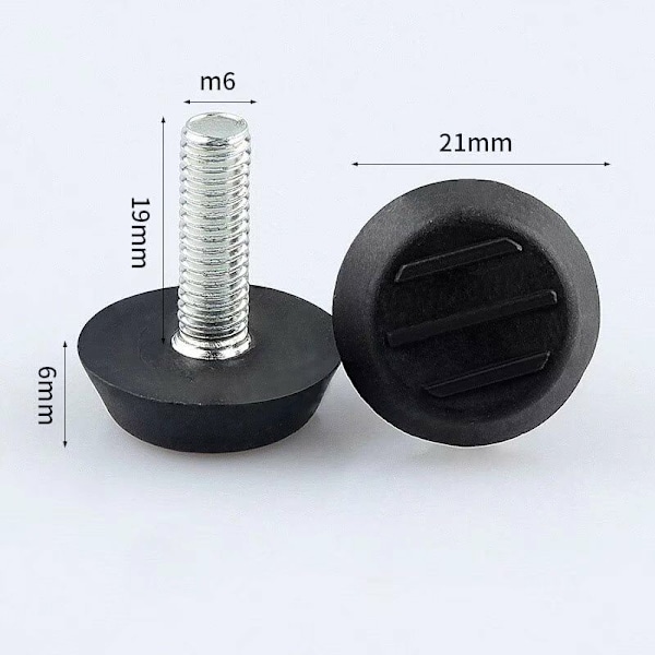 22 ställbara möbelfötter M6 x 21 x 25 mm