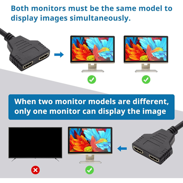 Hdmi-splitter Hdmi-splitterkabeladapter 1 in 2 ut Hdmi-hane