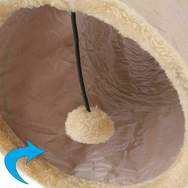 Hopfällbar kattunnel, katt lektunnel, hållbar mocka lektunnel med boll Khaki