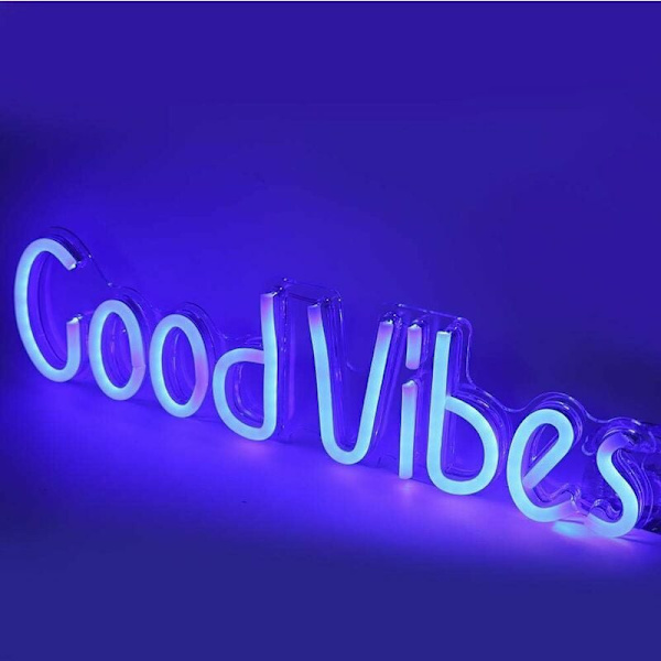 Good Vibes Utsökta Bokstäver Forma LED-skyltar, Genomskinlig PVC Söt Unik Form Neonljus, för Jul Sovrumsvägg Barnrum