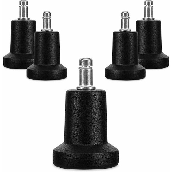 Klockor för kontorsstol, 5-pack ersättningshjul för stolhjul 10/22 mm, fast och tyst sitsfot för hårt golv