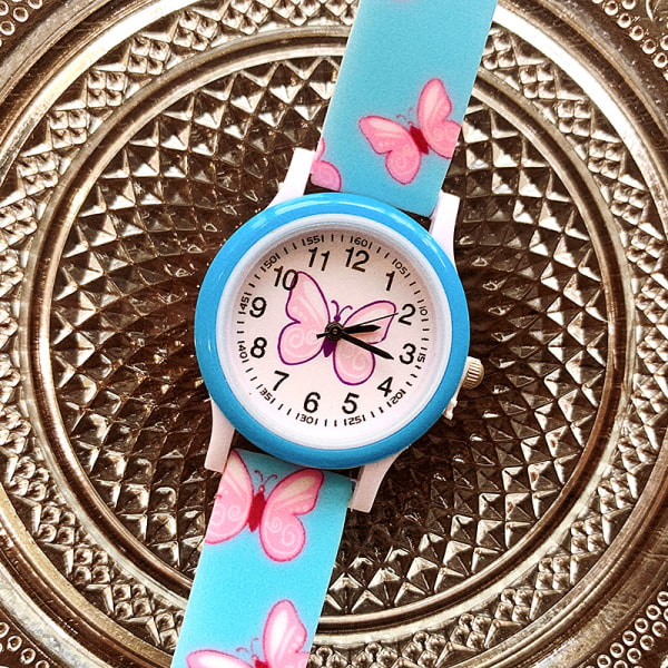 Print silikonband Watch Flickor Söt Cartoon Quartz Watch sky blue