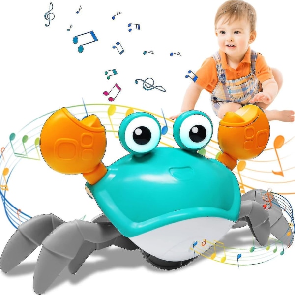 Crawling Crab Baby Toy - Baby Musical Toys for Baby 1-3, Tummy Time Toys med musikljud och ljus, toddler