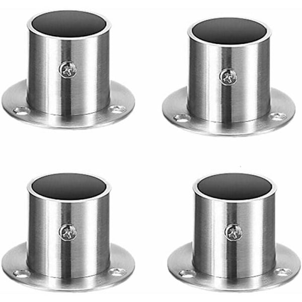 Gardinstångsfäste, Runda Garderobsrörsfästen Rostfritt Stål Gardiner Hängare Väggskena Fäste Klädstångs Sockets 40mm 4st