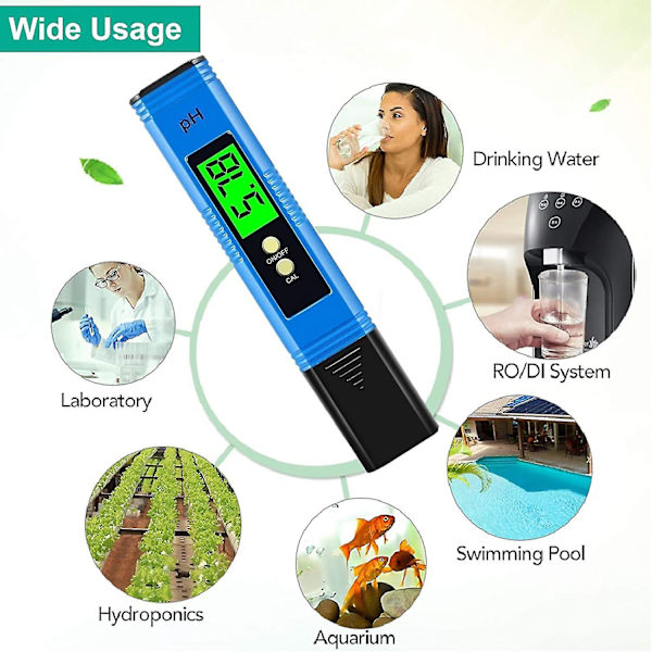 Ph Tester Digital Ph Meter Professionell Ph Pen med 0,01 Ph Hög noggrannhet 0-14 Ph Mätområde Idealiskt vatten Ph Tester Kompatibel med null ingen