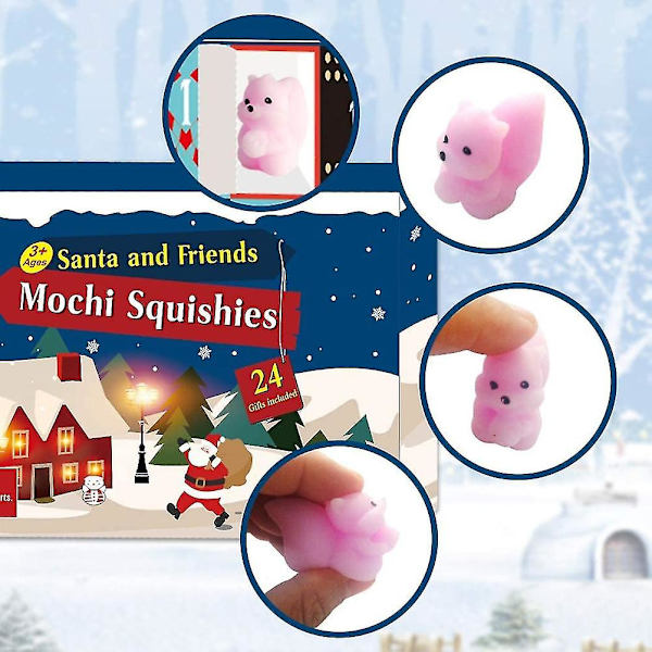 Adventskalender med 24 stycken djur-squishy-leksaker