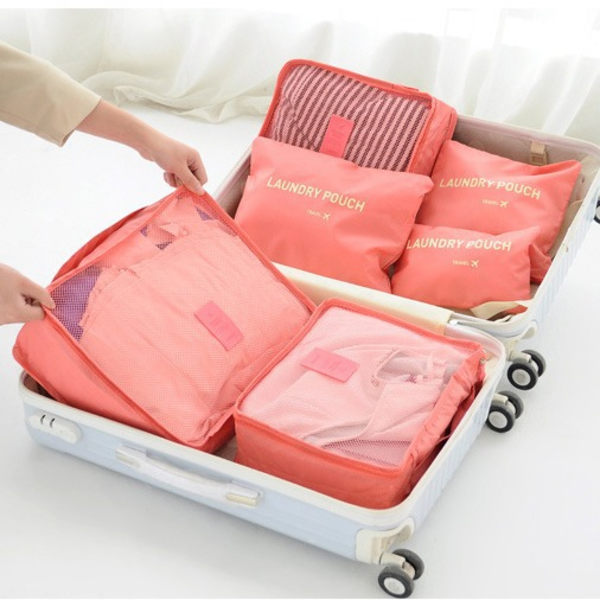 Resväska Förvaringsbox Set - Fyrkantig Oxford Cloth Resekläder Förvaringsväska Resematerial Set Underkläder Väska Organizer Sex-delad förvaringsväska