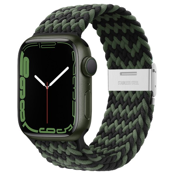 Lämplig apple watch band W grain - svart och grön#42/44/45mm