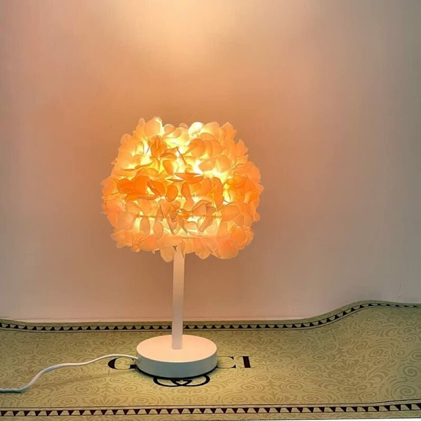 Siden Ros Blom Sänglampa Sänglampa Lampskärm Modern Elegant Fjäder Bordslampa Skrivbordslampa Lampskärm Vardagsrum Sovrum Heminredning Bröllopsdekor
