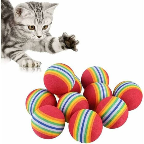 Katt leksak bollar, 10 st skum boll leksak leksak boll färgglada tuggbollar skum katt bollar för katt rullande rulle klia lek tugga