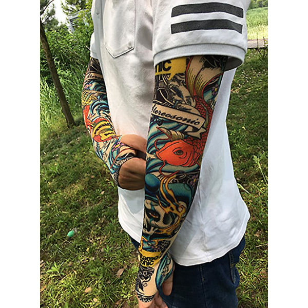 2 par Ice Sleeve Unisex Tatuering Ice Sleeve Sommar Outdoor Skateboard UV-skydd Uniform Arm Ärm Färg 01 Färg 01 ingen