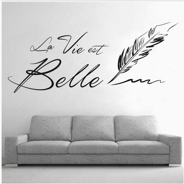 La Lettre & La Vie Est Belle & Quot Väggdekaler Kreativa Franska Fraser Belle Living Väggdekaler Vardagsrum Heminredning 70X50Cm