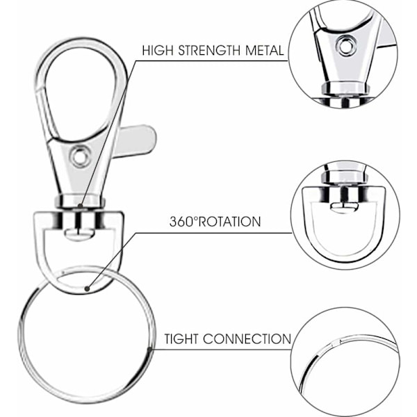 Nyckelringar, nyckelringsfäste, karbinhake, vridbar karbinhake, metallvridbar nyckelring, DIY-tillbehör för smyckesband