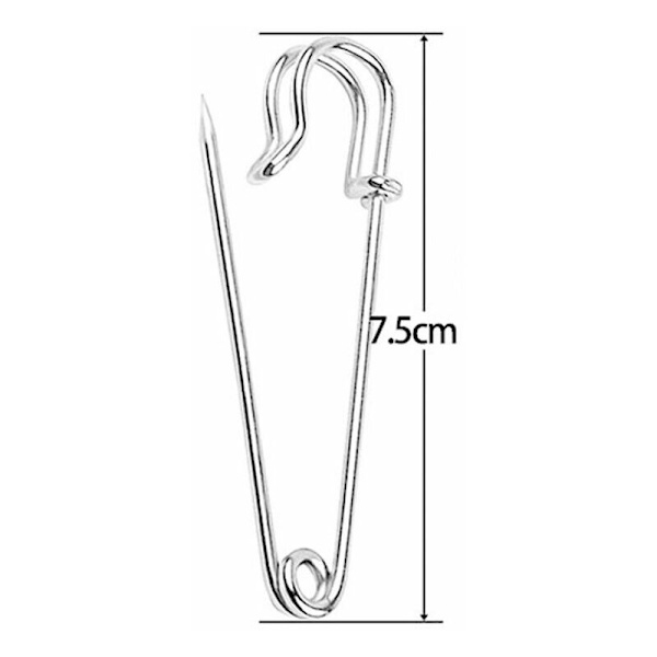 Paket med 30 stora säkerhetsnålar 7,5 cm gjorda av robust metall, för filtar, hantverk, kjolar, kiltar, silver