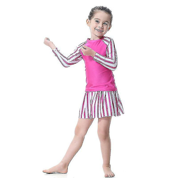Barn Flickor Badkläder Klänning Mu Islamic Beachwear Burkini Baddräkt Simset_y Rose Red 3-4 år