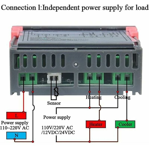 Termoelement Temperaturregulator Digital Temperaturregulator med Sensor för Kyl Frys Temperaturstyrda System -40120°C 220V AC