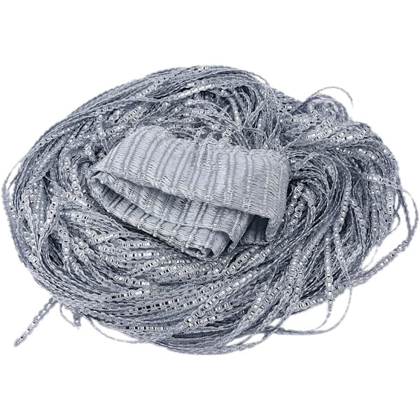 Dörrtrådsgardin, 79x40 tum glänsande tofs hängande gardin för dörr, vägg och fönsterlist (kall silver)
